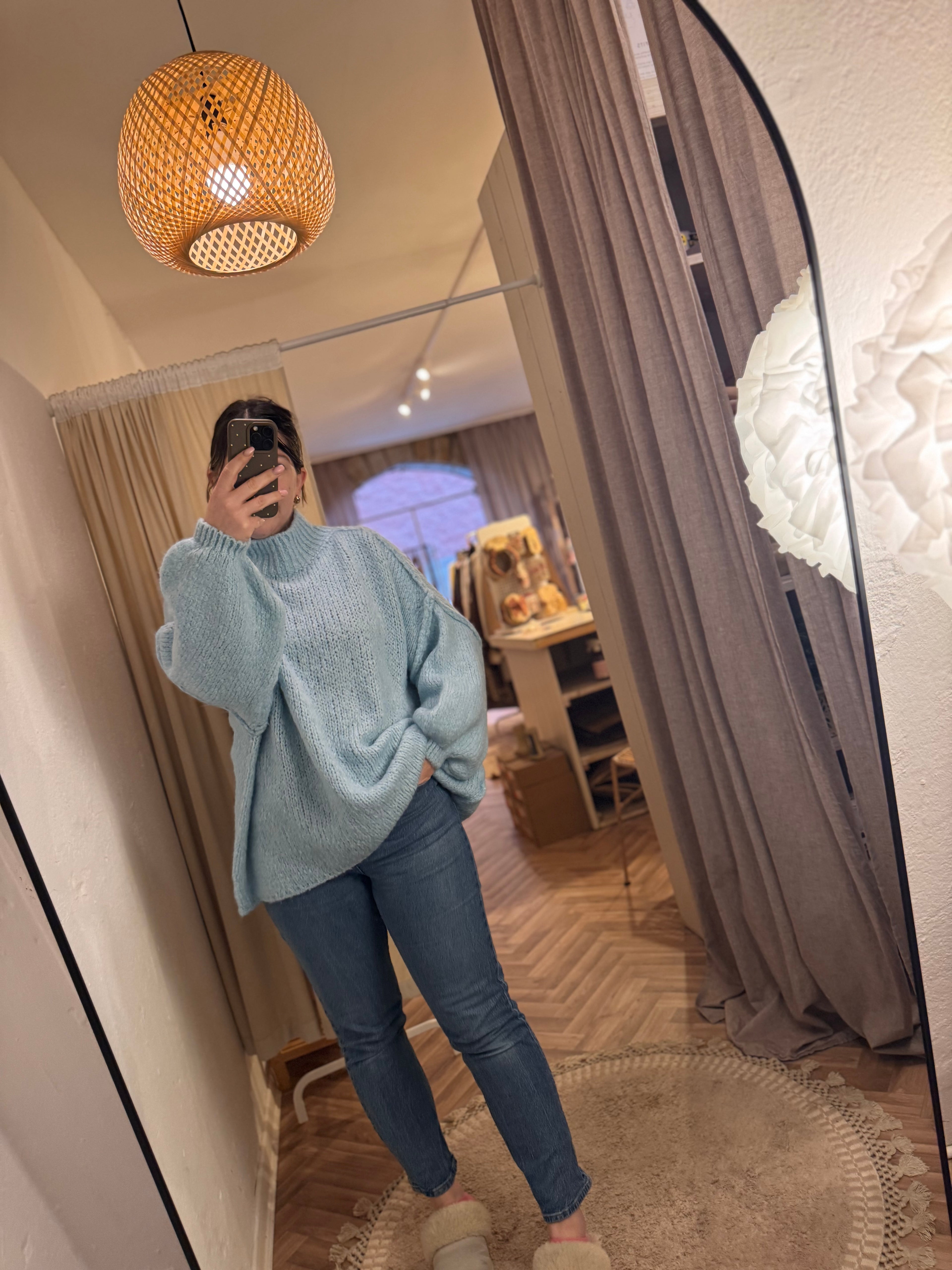 Oversize-Strickpullover Babyblau